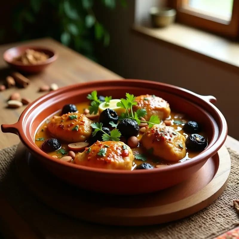 Tajine de Pollo con Ciruelas Pasas y Almendras: Receta Marroquí Slow Cooker en 4 Horas