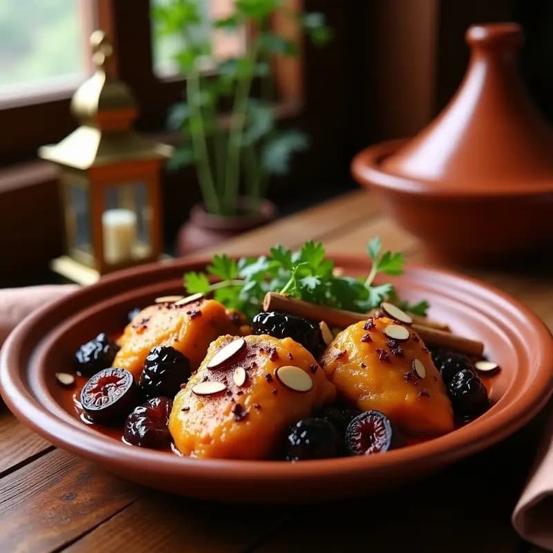 Tajine de Pollo con Ciruelas y Canela: Receta Marroquí Tradicional en una Solo Olla