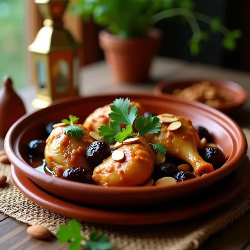 Tajine de Pollo y Ciruelas: Receta Marroquí en Olla Lenta con Aromas Especiados