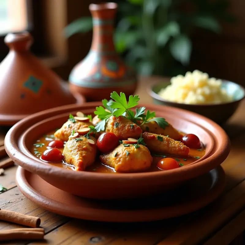 Tajín de Pollo al Estilo Marrakech con Ciruelas Pasas: Receta Marocí Rápida y Aromática