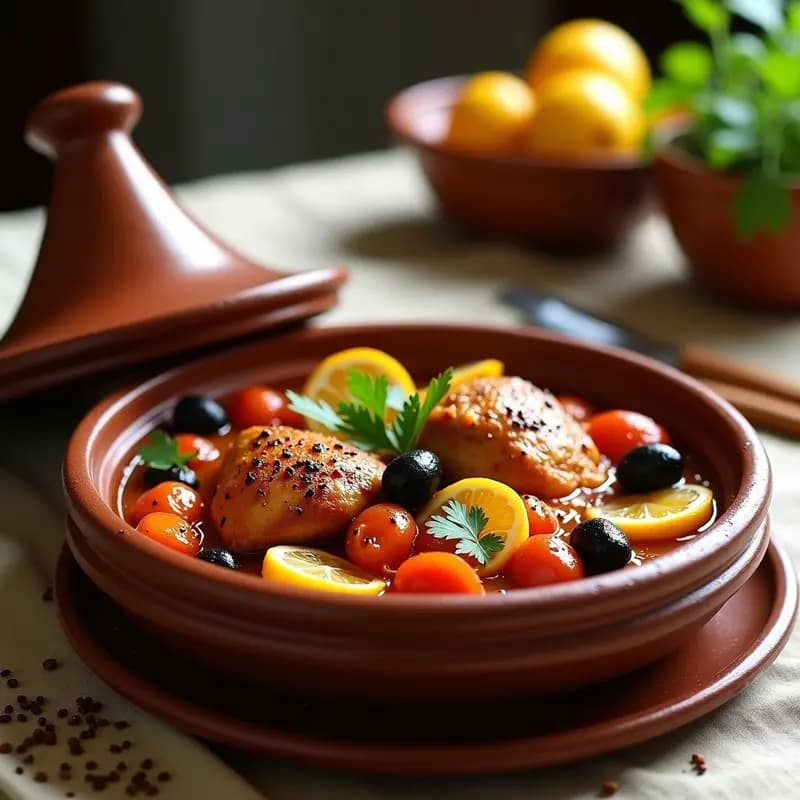 Tajín de Pollo con Cítricos y Aceitunas: Receta Marroquí con Aroma a Especias Exóticas
