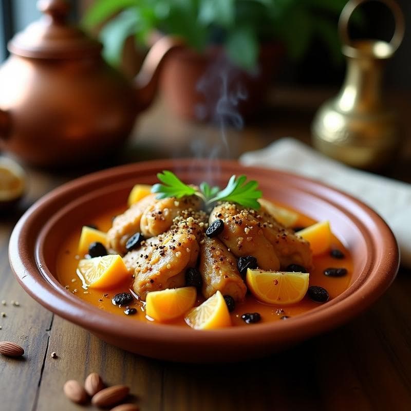 Tajine de Pollo con Cítricos y Ras el Hanout: Receta Marroquí en Olla Exprés con Toque Dulce-Salado