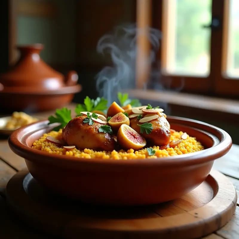 Tajín de Pollo con Sémola y Higos: Receta Marroquí en una Sola Olla