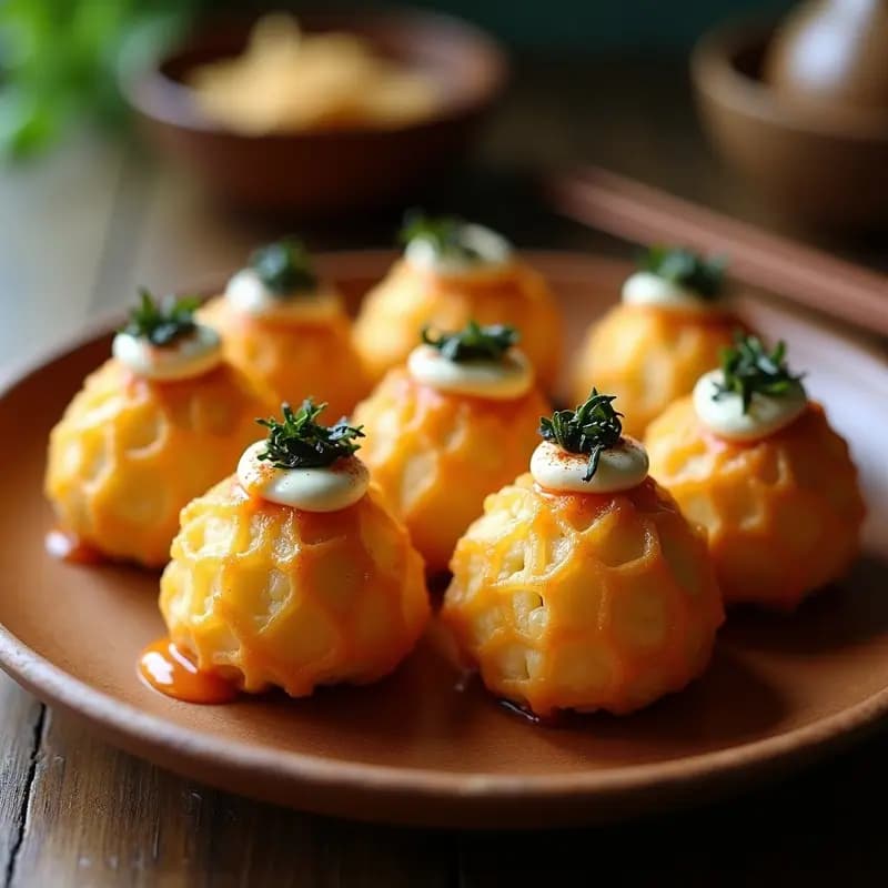 Takoyaki de Coliflor y Queso Vegano: Aperitivo Japonés Sin Gluten en Airfryer
