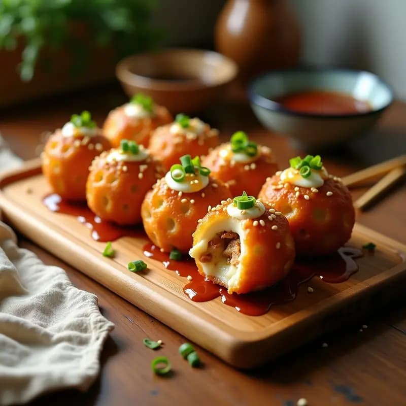 Takoyaki de Pollo Teriyaki y Queso Mozzarella: Receta Japonesa en Airfryer para Fiestras