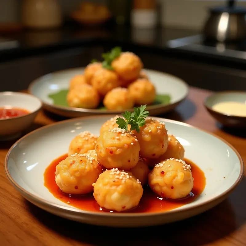 Takoyaki Japonés de Pulpo y Queso: Bolitas Crujientes con Salsa Okonomiyaki