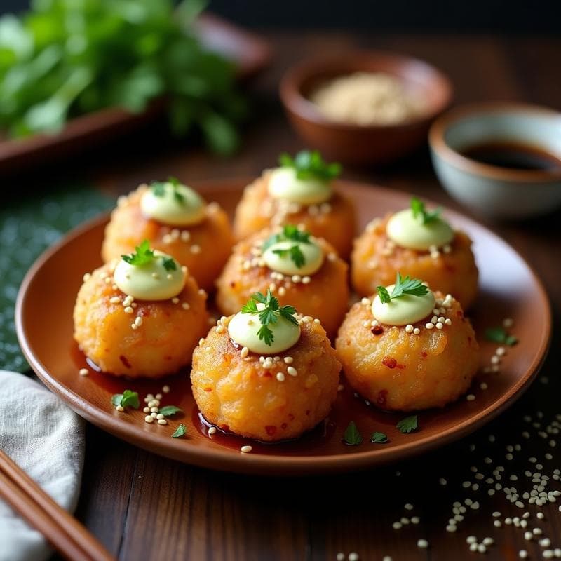 Takoyaki Vegano de Coliflor y Algas Nori: Receta Japonesa en Airfryer Sin Gluten