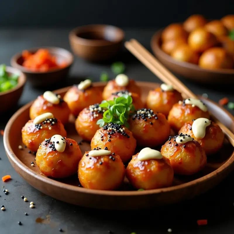 Takoyaki de Garbanzos y Kimchi: Boules Japonesas Veganas en Sartén