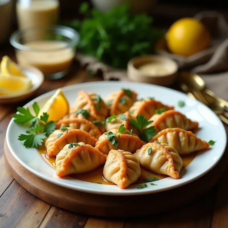 Talasem de Berenjena y Garbanzos con Limón: Empanadillas Sirias Sin Gluten y Veganas