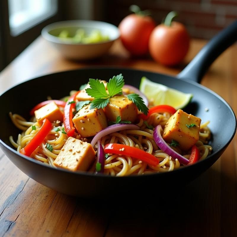 Tallarin Saltado de Tofu y Vegetales: Receta Peruana Keto en 15 Minutos