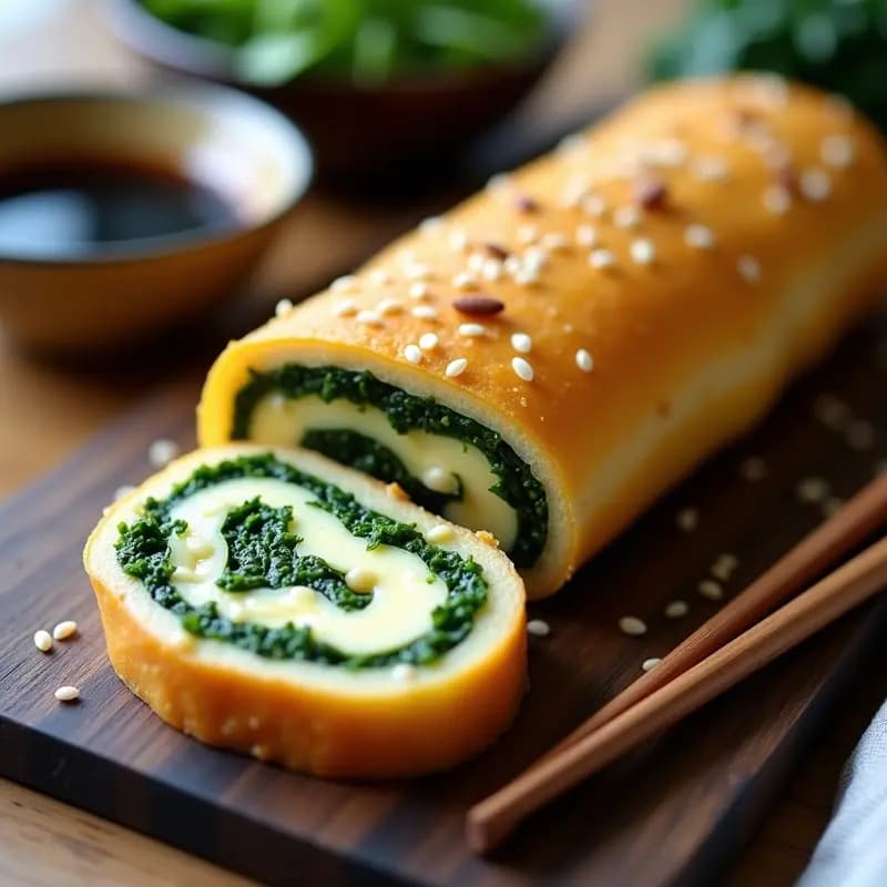 Tamagoyaki con Espinacas y Queso de Almendras: Tortilla Japonesa Vegana en Rollito