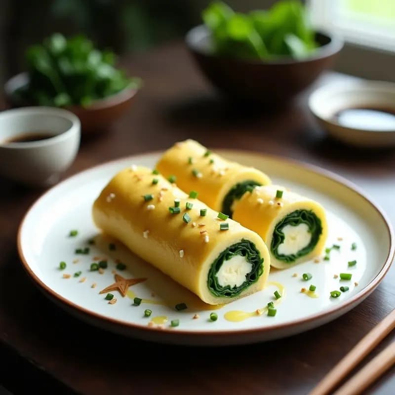 Motenashi Tamagoyaki con Espinacas y Queso Cream: Receta Japonesa de Tortilla Dulce y Salada