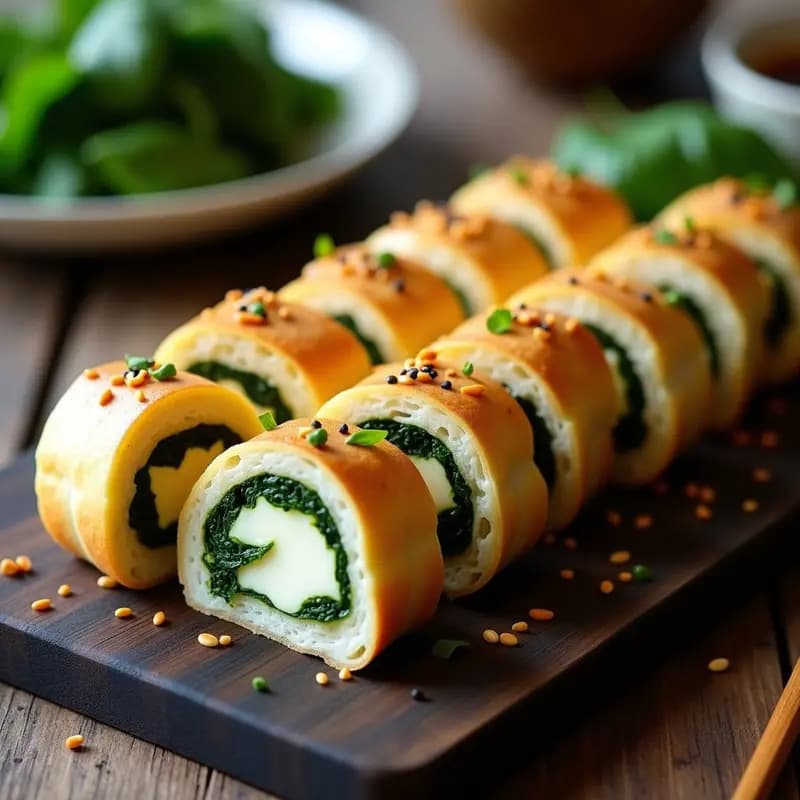Tamagoyaki con Espinacas y Queso Cremoso: Receta Japonesa de Tortilla Enrollada en Sartén