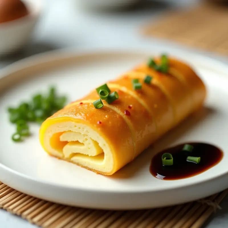 Tamagoyaki Japonés Keto: Tortilla Dulce de Huevos y Erythritol con Salsa de Soja