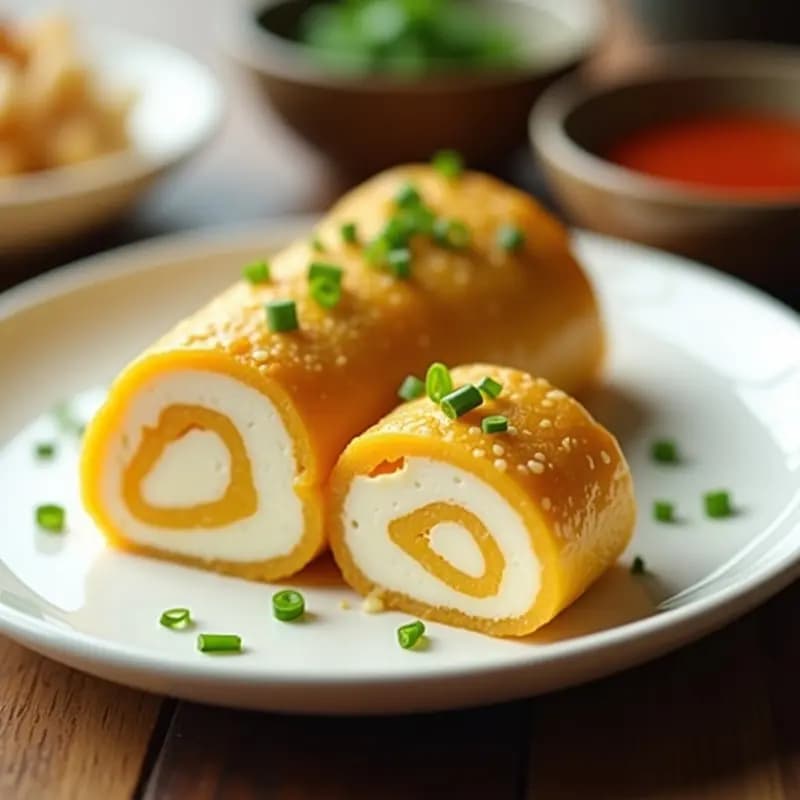 Tamagoyaki Japonés con Queso Cream Cheese: Tortilla Dulce y Salada en Rollito