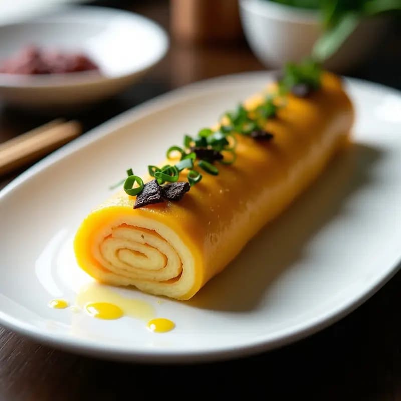 Tamagoyaki con Trufa Negra y Ciboulette: Tortilla Japonesa Gourmet en 15 Minutos
