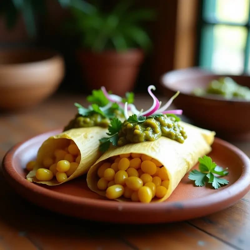  tamal de elote y champiñones con salsa verde: Receta Mexicana Vegana y Sin Gluten en Olla Express