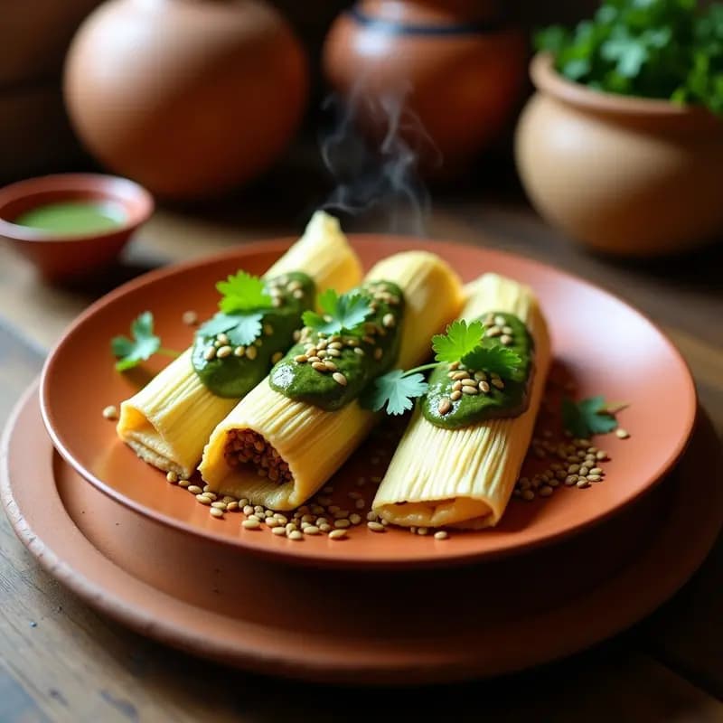 Tamales de Ahuautle (Huevas de Mosquito) con Mole Verde: Receta Prehispánica Mexicana y Alta en Proteína