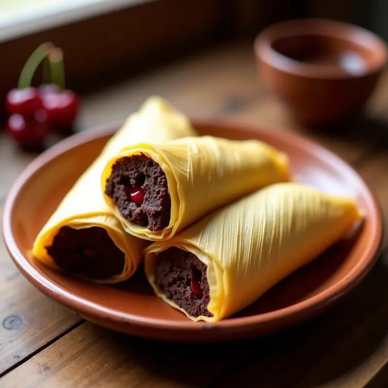 Tamales Dulces de Hoja de Maíz con Chocolate y Guindas: Receta Guatemalteca en Olla