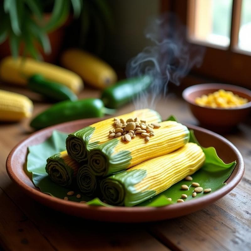 Tamales de Elote y Chile Poblano con Hoja de Plátano: Receta Mexicana Vegana y Sin Gluten
