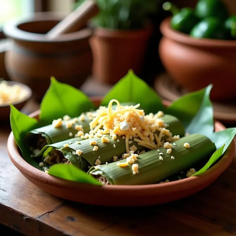 Tamales de Rajas con Queso Oaxaca: Receta Mexicana en Olla Exprés con Hojas de Plátano