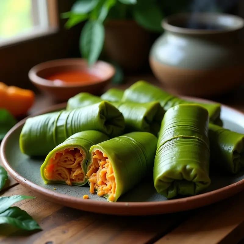 Tamales de Hoja de Bijao Rellenos de Pollo en Adobo: Receta Colombiana Tradicional