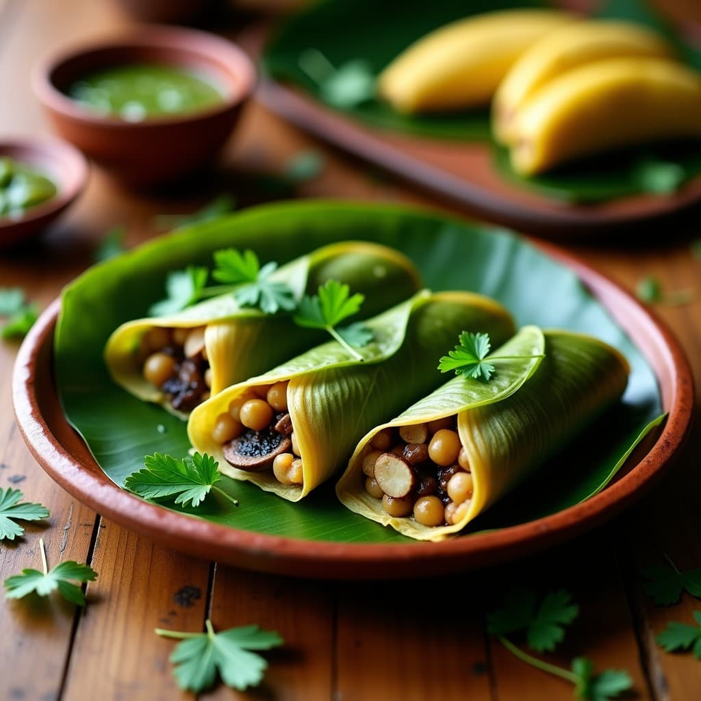 Tamales de Hoja de Plátano con Relleno de Champiñones y Chipotle: Receta Vegana Mexicana al Vapor