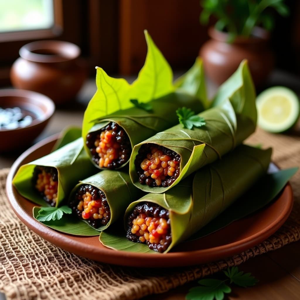 Tamales de Hoja de Plátano con Relleno de Jackfruit y Mole Negro: Receta Vegana Oaxaqueña en Olla Express