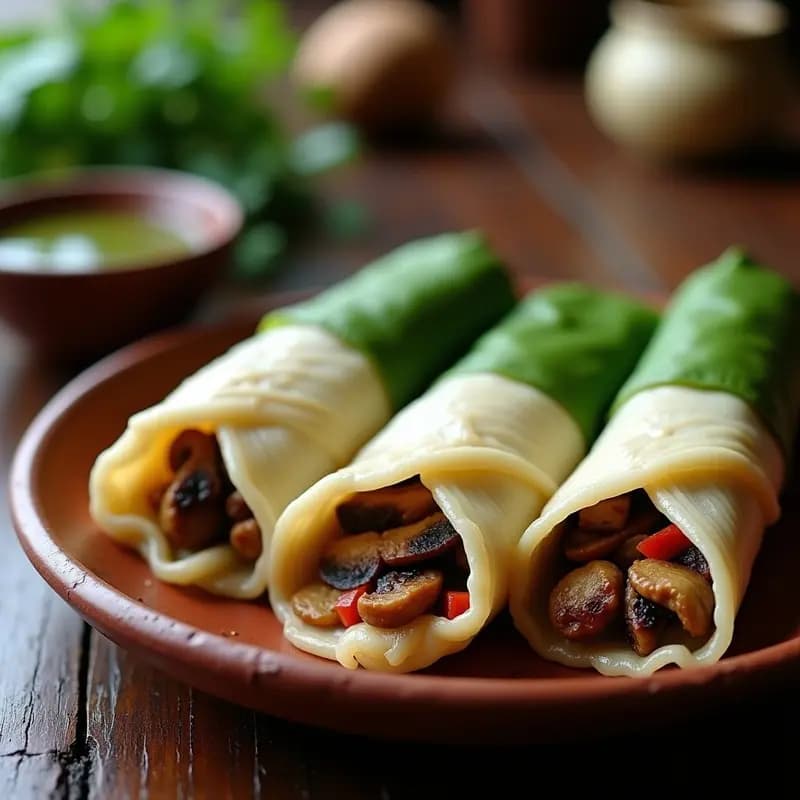 Tamales de Masa de Yuca y Relleno de Champiñones: Receta Vegana sin Maíz