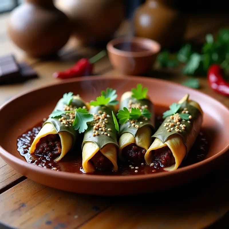 Tamales de Mole Negro con Pollo y Chocolate: Receta Mexicana en Olla Express