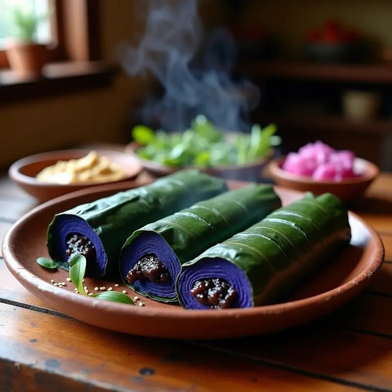 Tamales Oaxaqueños con Masa de Maíz Azul y Mole Negro: Receta Tradicional en Olla a Presión