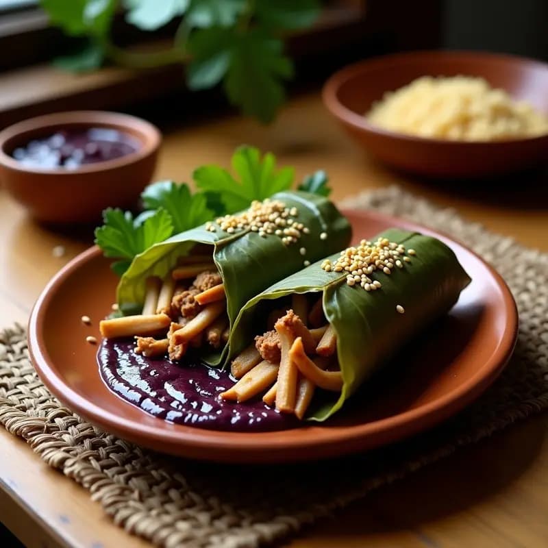 Tamales Oaxaqueños de Mole Negro y Poi: Receta Mexicana con Toque Hawiano