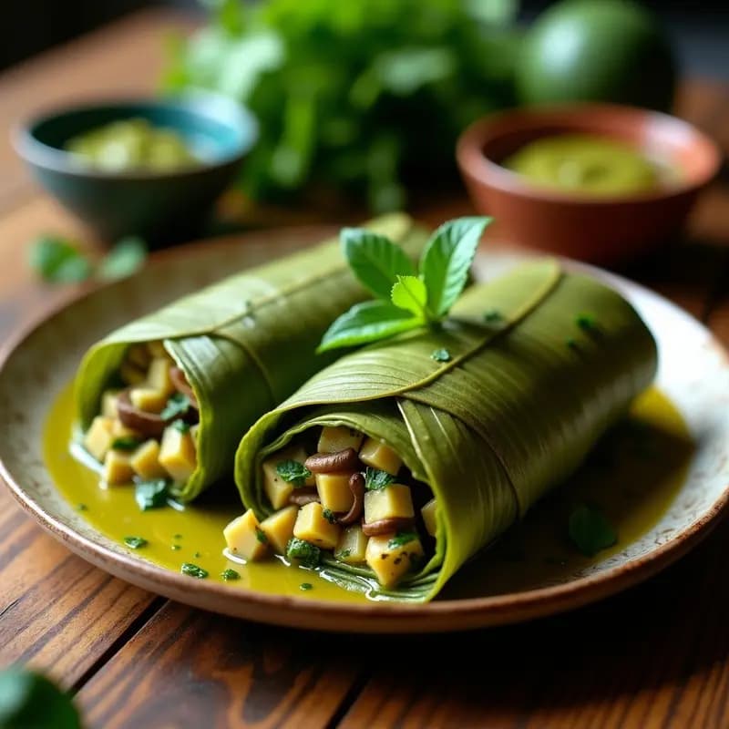 Tamales Verdes Oaxaqueños Veganos: Receta Tradicional con Hoja de Plátano en 1 Hora