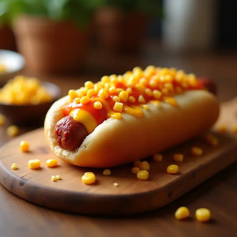 Tamdog de Coreano: Hot Dog en Palito con Cobertura de Queso y Maíz para Niños
