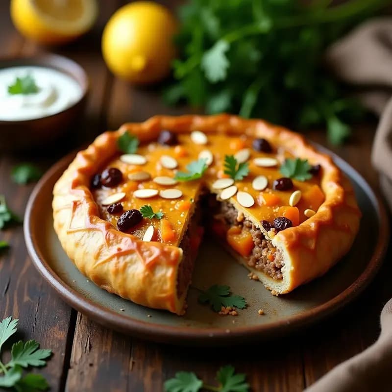 T amet Turkmenó de Calabaza y Cordero: Pastel Salado de Influencia Nómada