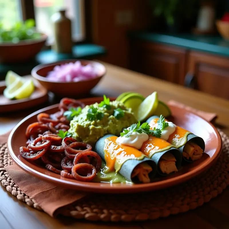 Tampiqueña Mexicana con Enchiladas y Guacamole: Receta Festiva y Alta en Proteína