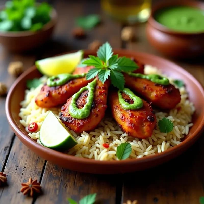 Tandoori Chicken con Arroz Basmati y Salsa de Mentas: Receta India Clásica en Airfryer