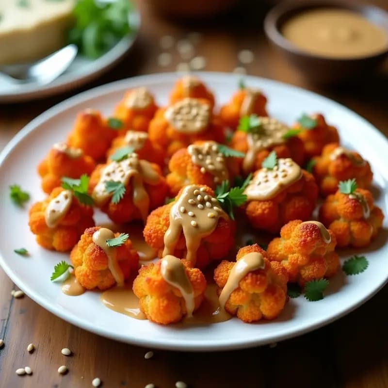 Tandoori de Coliflor con Salsa de Cacahuete: Receta India Vegana en Airfryer y Crujiente