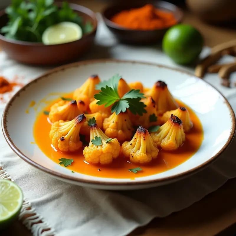 Tandoori de Coliflor al Horno con Salsa de Mango: Receta India Vegetariana en 30 Minutos