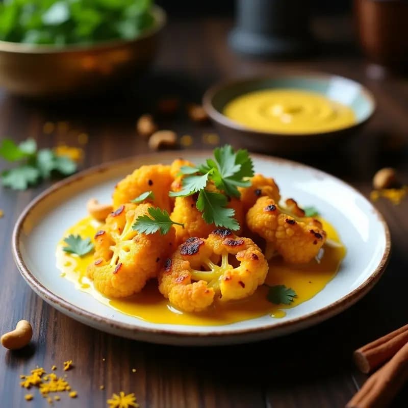 Tandoori de Coliflor Asada con Yogur de Cúrcuma: Receta India Vegana y Sin Lactosa