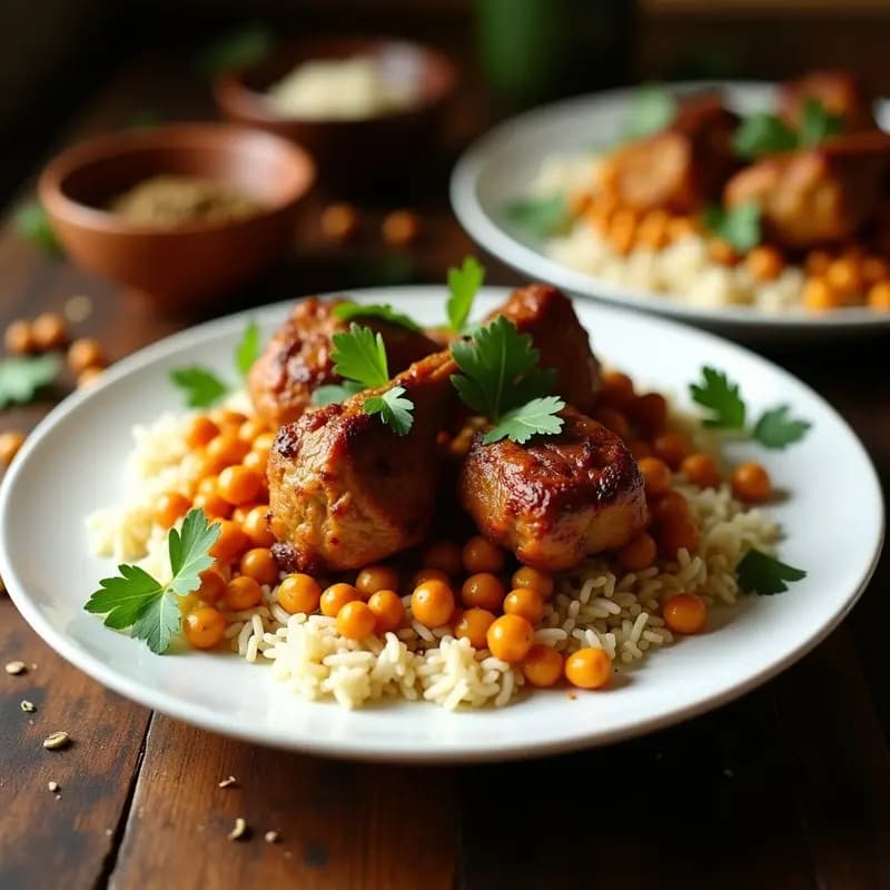 Tandoori de Cordero con Garbanzos y Arroz Basmati: Receta India Picante y Aromática en Horno