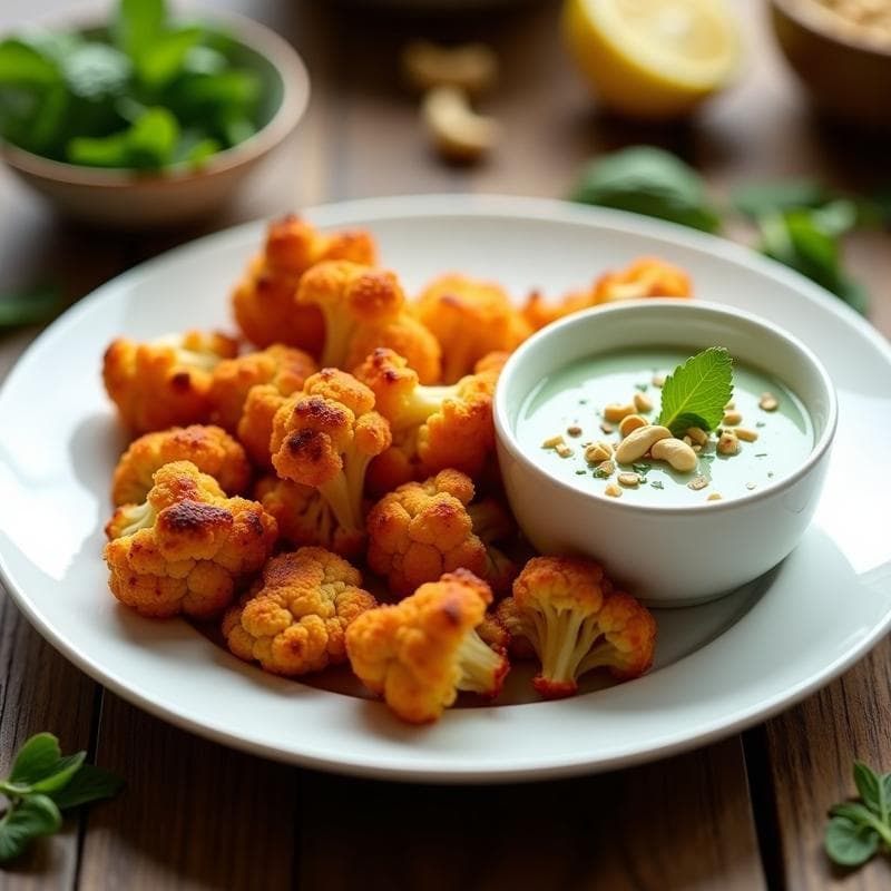 Tándori de Coliflor con Salsa de Yogur y Menta: Receta India Vegana en Airfryer