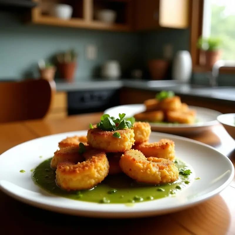 Tánticos de Chicharrón con Salsa Verde: Receta Peruana Crujiente y Sabrosa