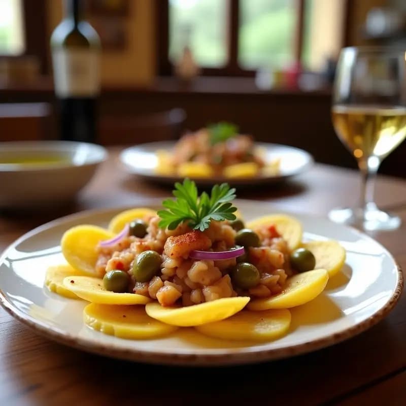 Chrysanthemum de Patata y Ventresca: Tapa Canaria con Toque Gourmet en 15 Minutos