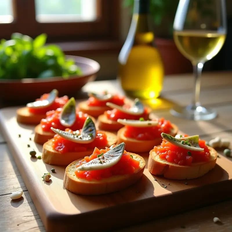 Tapas de Pan con Tomate y Anchoas: Receta Española Clásica y Fácil en 10 Minutos