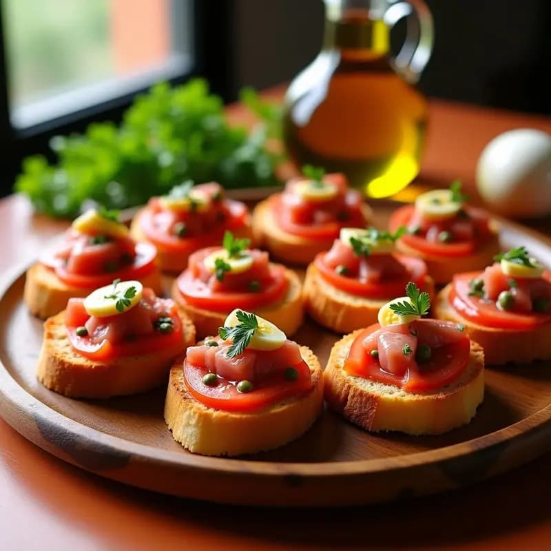 Tapas de Pan con Tomate y Ventresca de Atún: Receta Española Tradicional en 5 Minutos