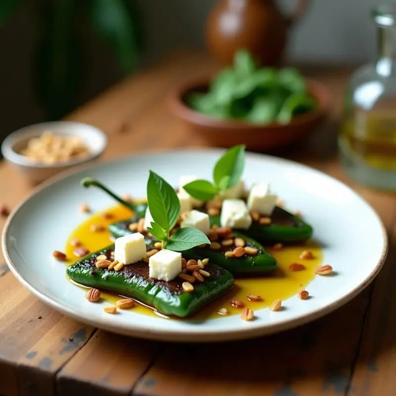 Tapas de Pimientos del Padrón con Queso de Cabra: Receta Italiana-Española en 10 Minutos