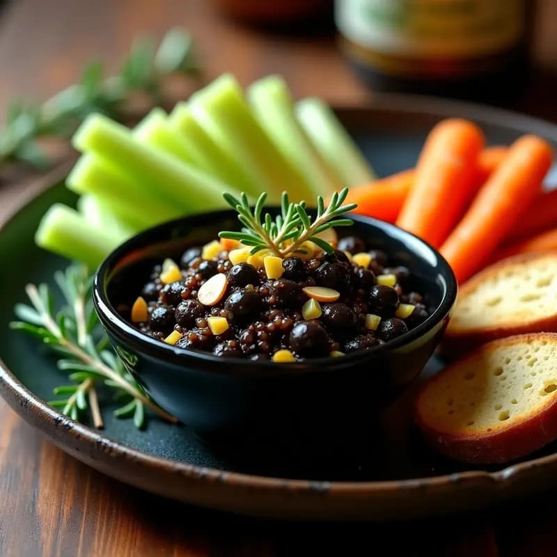 Tapenade de Aceitunas Negras y Alcaparras: Aperitivo Francés Vegano y Sin Gluten
