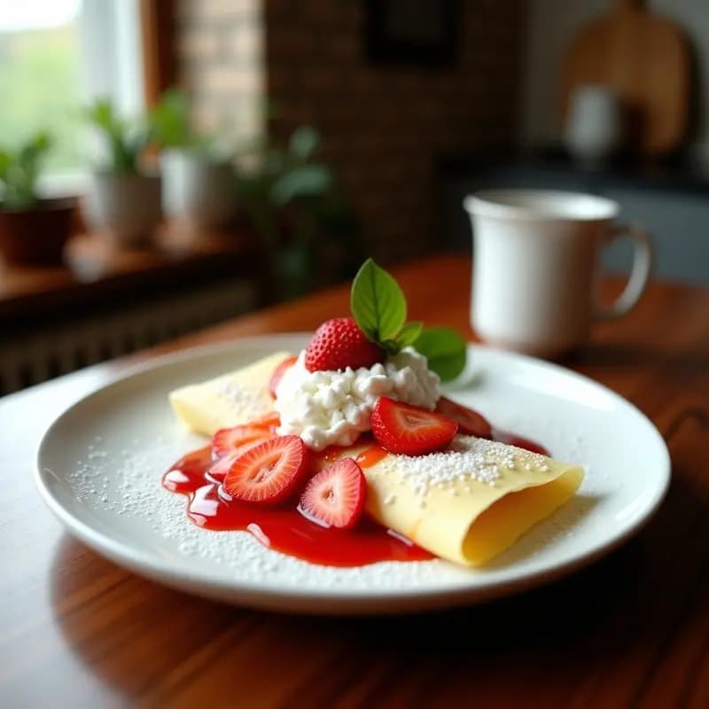 Tapioca Crepe con Crema de Coco y Fresas: Desayuno Brasileño Vegano y Sin Gluten