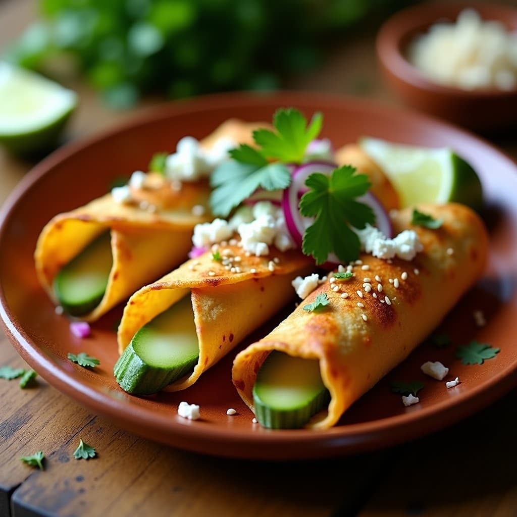 Taquitos de Chayote con Queso de Cabra y Miel de Agave: Receta Mexicana en Airfryer